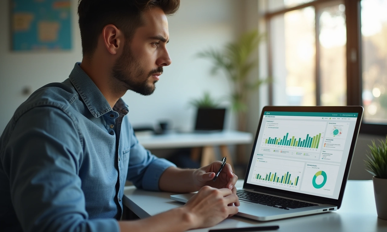 El Paso business owner reviewing business credit report on laptop