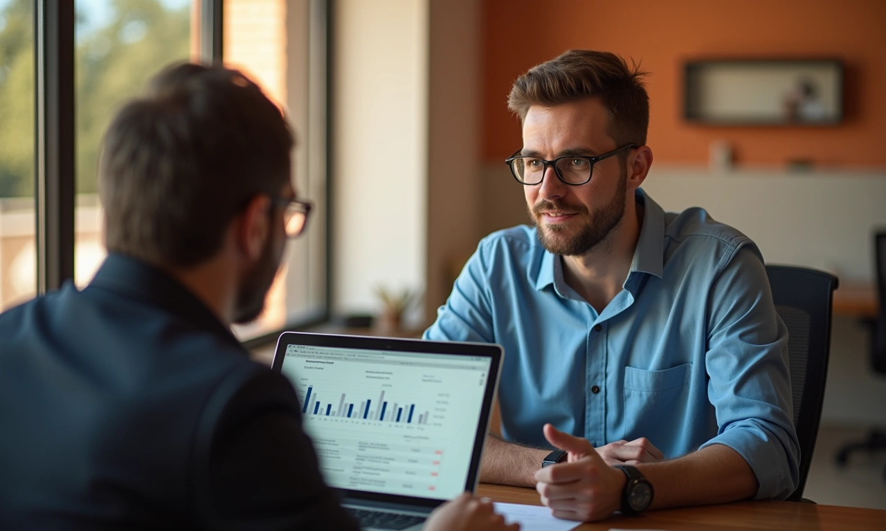 Business advisor presenting financing options to El Paso client