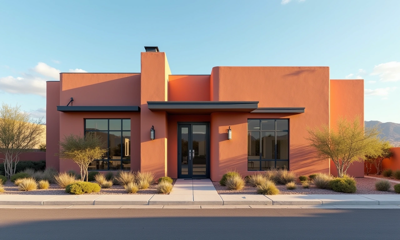 Modern medical clinic exterior in El Paso with Southwest architecture