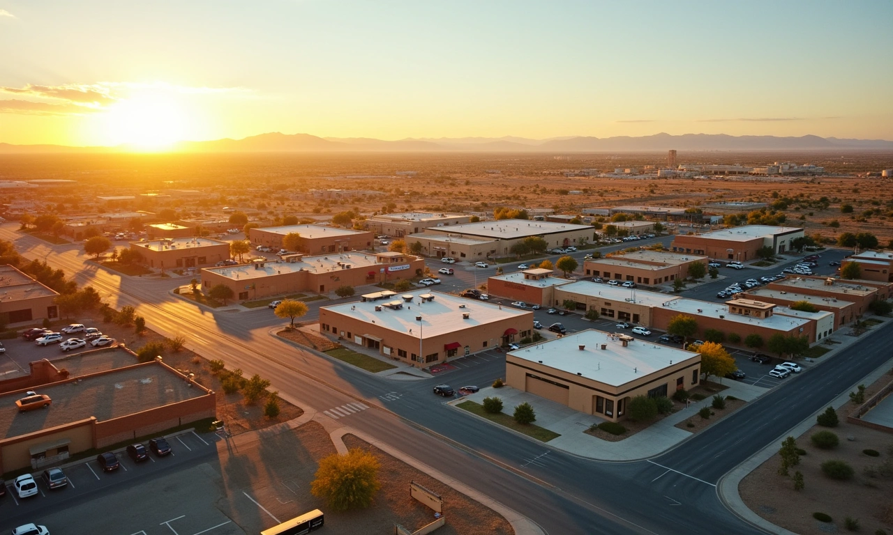Aerial view of Horizon City TX commercial district along Interstate 10