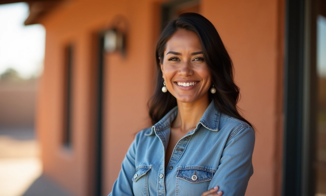 Confident minority business owner outside El Paso establishment