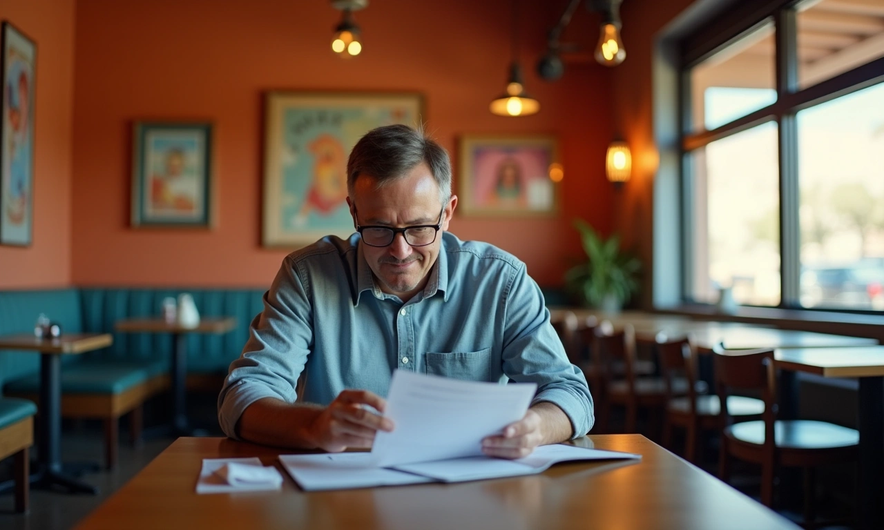 Restaurant owner reviewing seasonal working capital plan before service