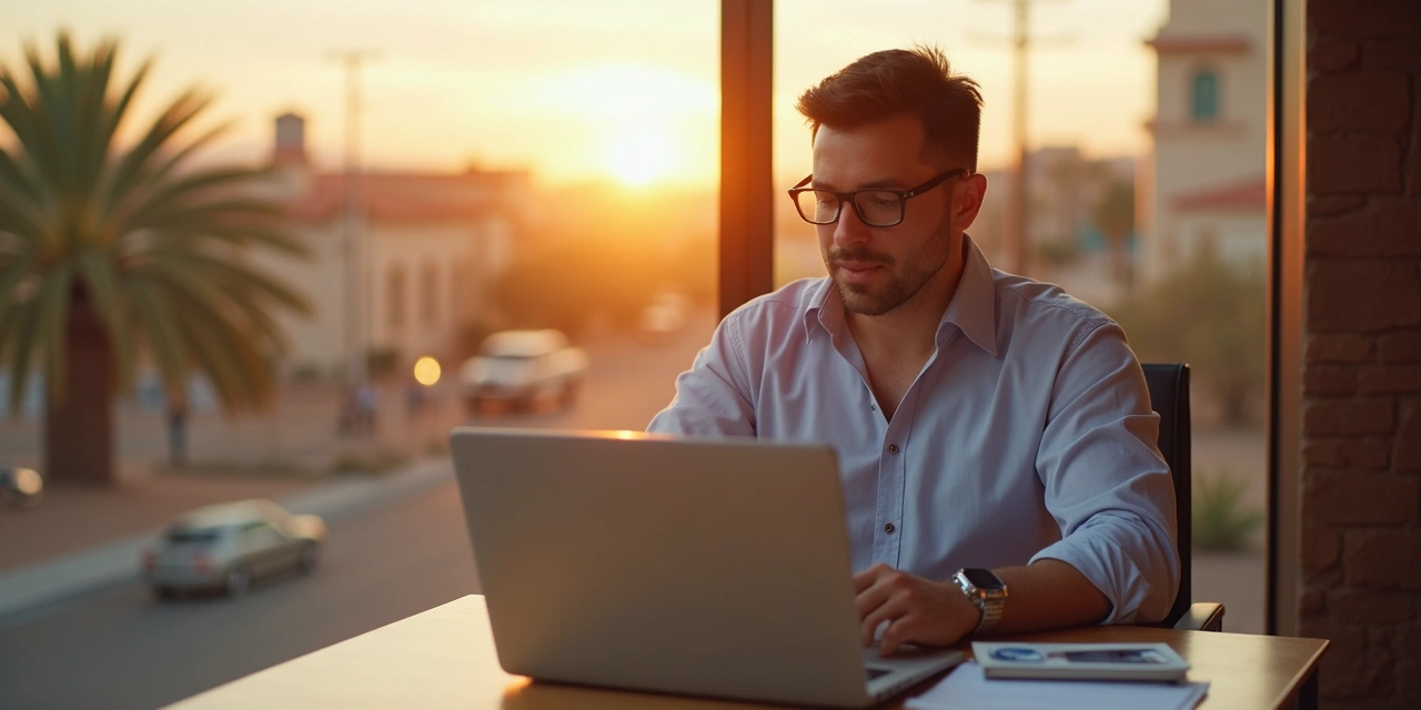 El Paso business owner reviewing credit-flexible funding options on laptop