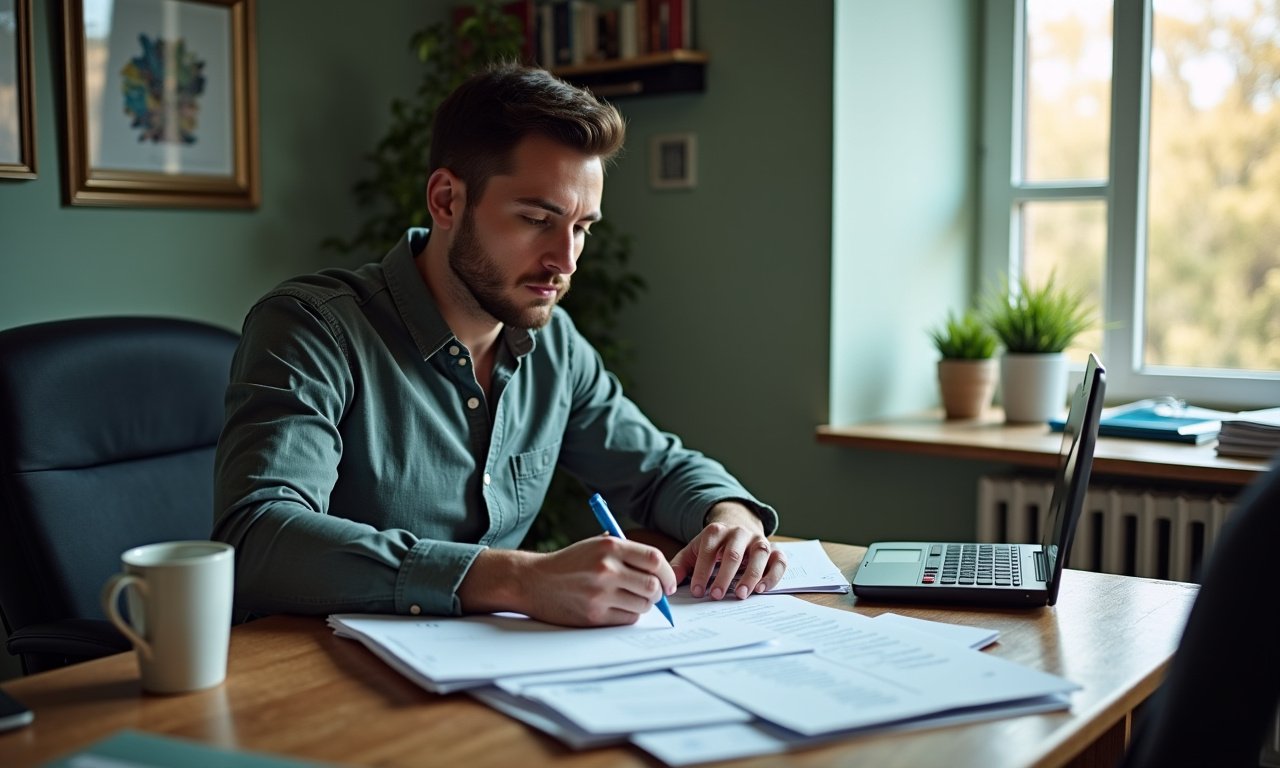 El Paso business owner reviewing stacked loan and MCA statements at a desk