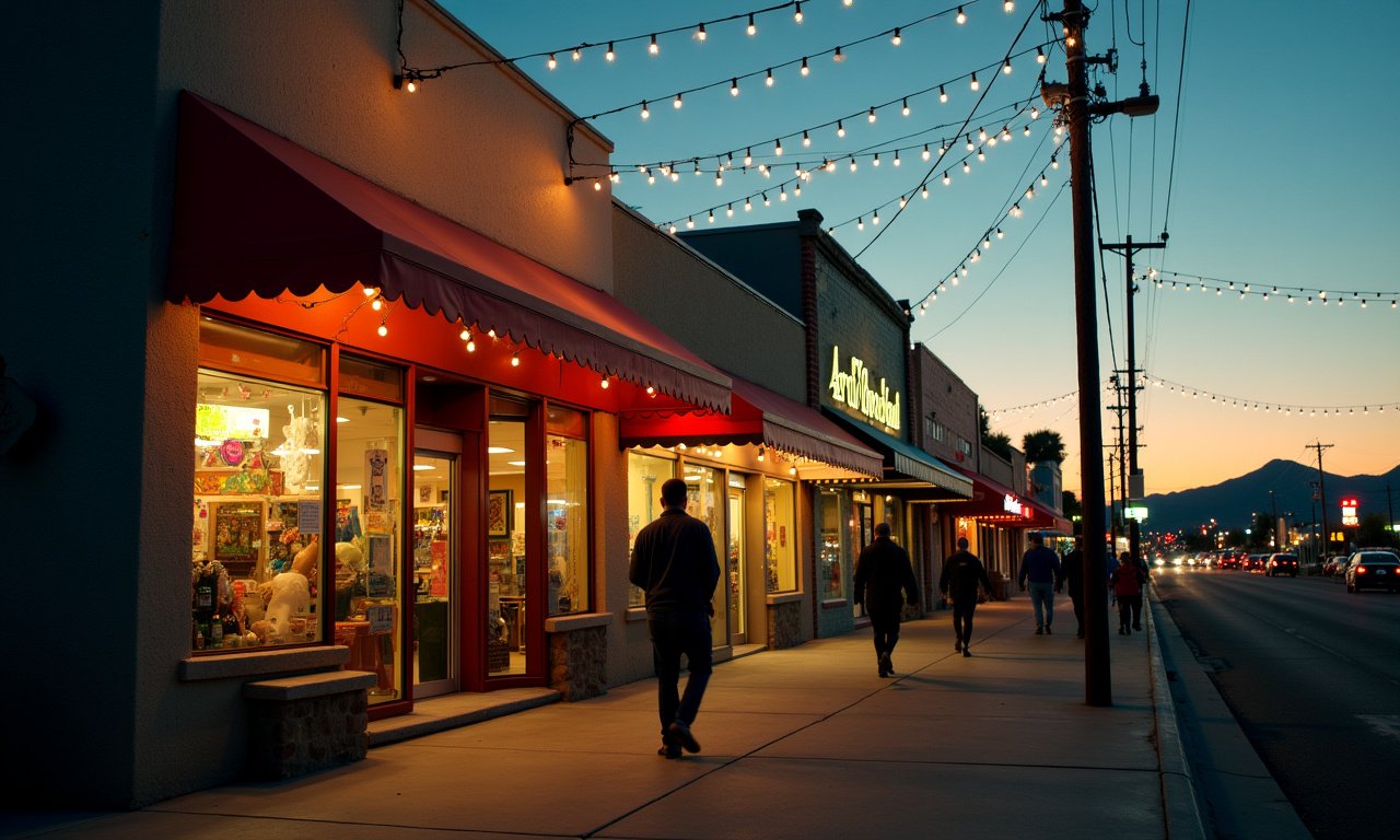 Family-owned shopfronts on a border commercial corridor representing immigrant entrepreneurship in El Paso